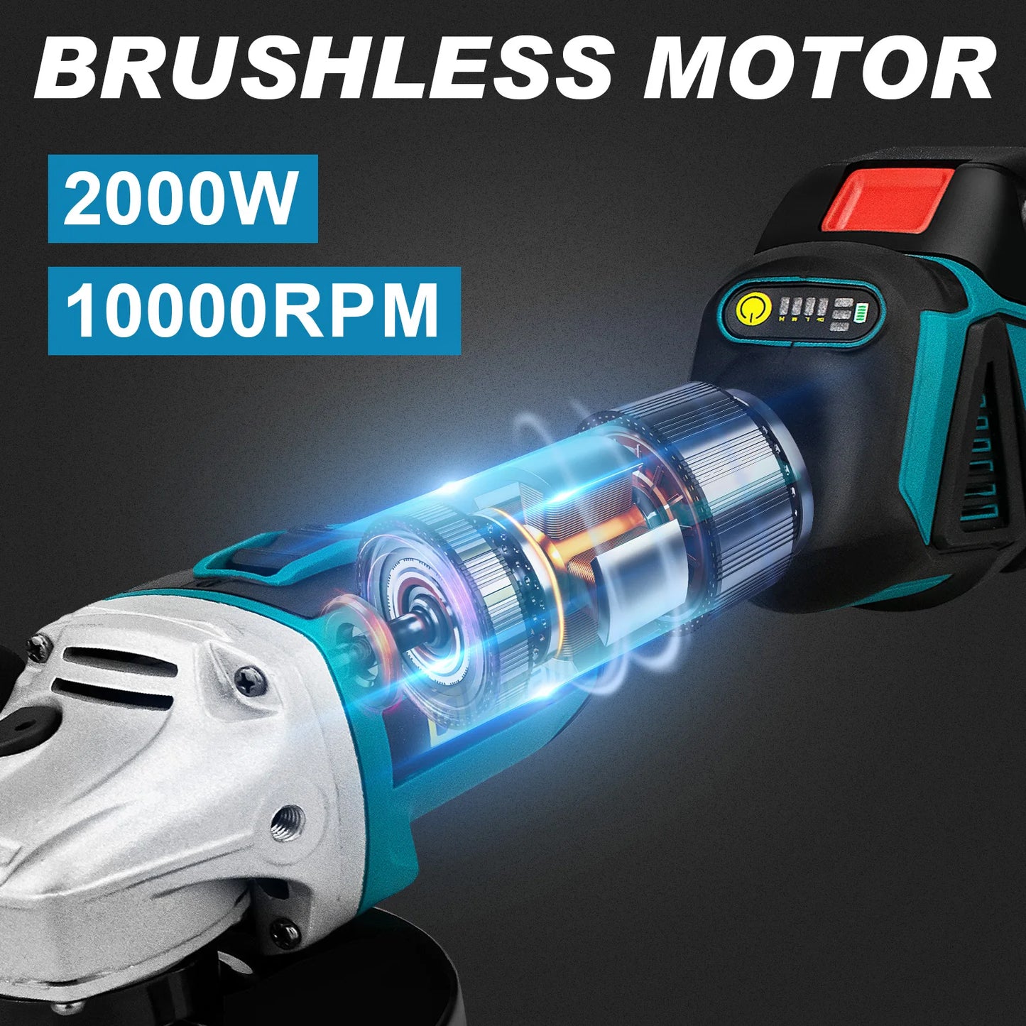 GΣ 125mm Brushless Cordless Angle Grinder – Variable Speed M14 Cutting Tool for Makita 18V Battery Pin