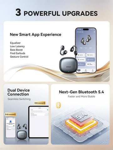 Joyroom Wireless Clip-On Earbuds with Auto L-R Recognition & Omni Tap Control for Immersive Sound