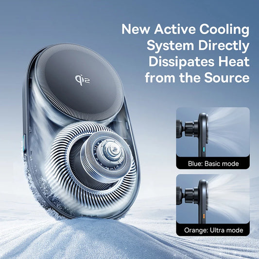 Baseus Magnetic Wireless Car Charger - 15W Fast Charging for iPhone 16/15/14 & Samsung/Xiaomi with Cooling Fan