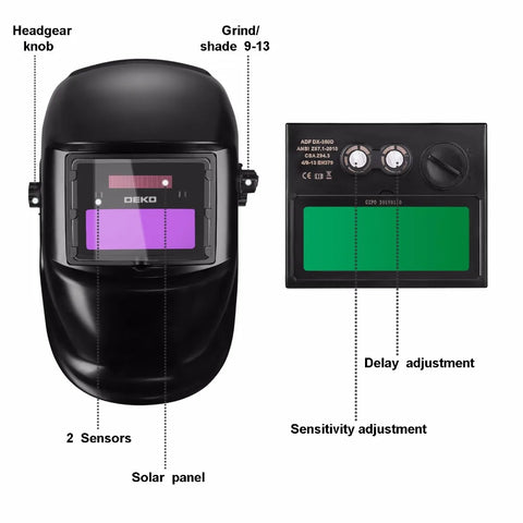DEKO DKMZ350 Auto-Darkening Welding Helmet – Light-Filter Goggles for MIG, MMA & TIG Work