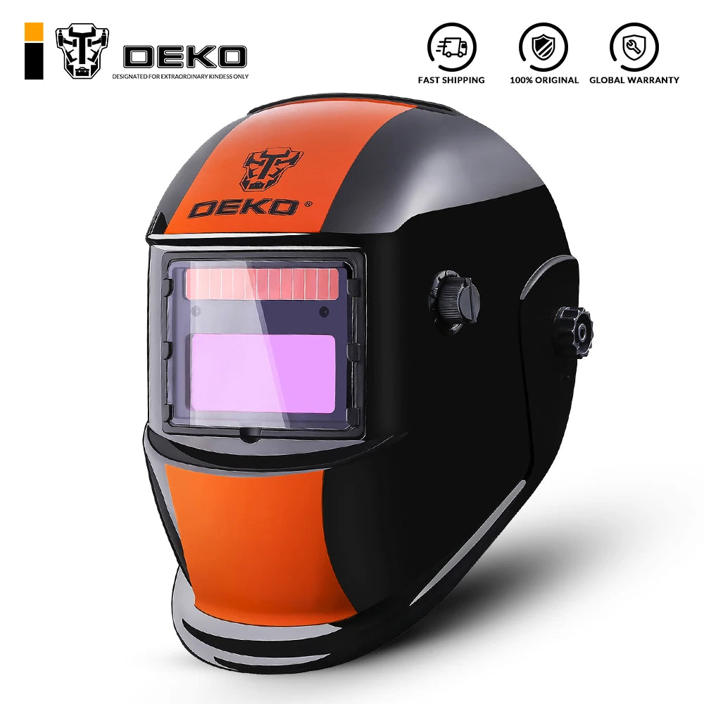 DEKO Orange S Solar Auto-Darkening Welding Helmet – For MIG, MMA & Plasma Cutting