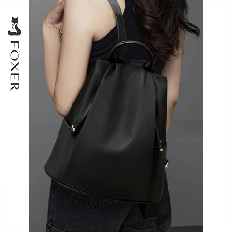 FOXER 2025 Women’s Fabric Backpack - Fashion Top-Handle Schoolbag
