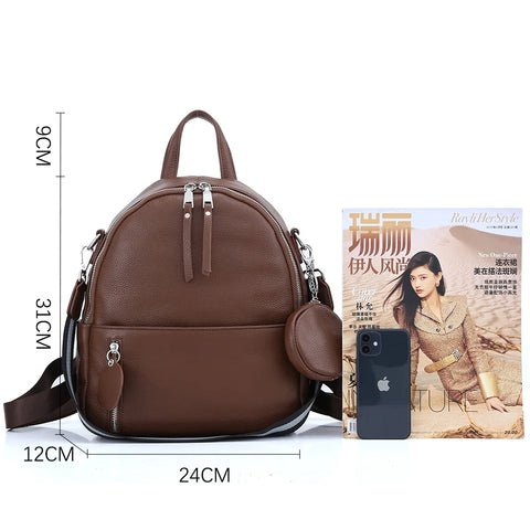Zency Soft Cowhide Leather Backpack - Timeless Elegance for Everyday Adventures