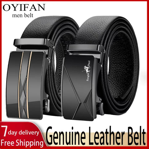 OYIFAN Genuine Leather Belt – Adjustable Automatic Buckle for Business Wear