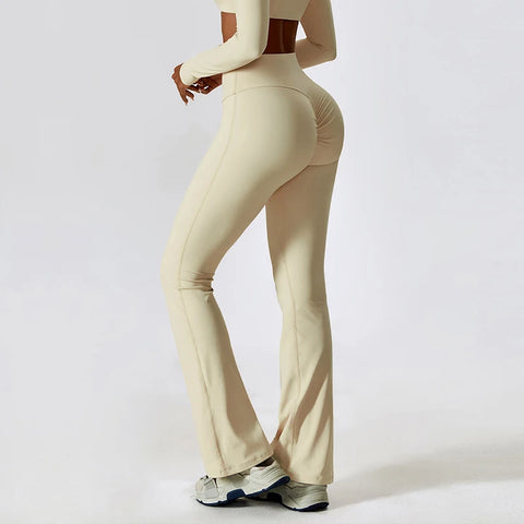Naked Feeling High-Waist Flared Leggings – Push-Up Atmungsaktive Yoga- &amp; Fitnesshose für Damen