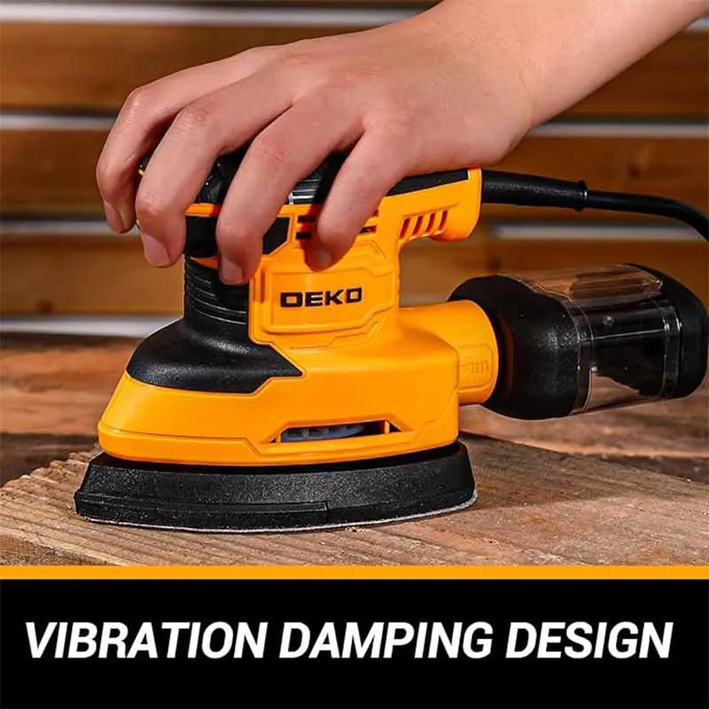 DEKO 220V Electric Mouse Sander – 13,000 RPM with 3 Pads & 12 Sandpapers for Woodworking