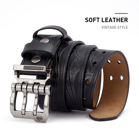 Bison Denim Men's Genuine Leather Pin Buckle Belt