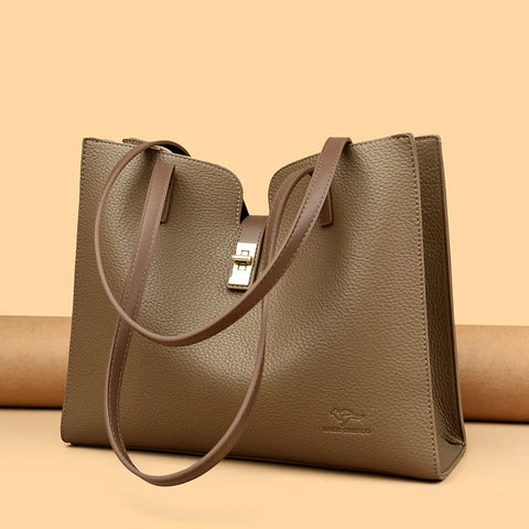 Luxury Soft Leather Women's Tote Bag - Large Capacity & Trendy Design