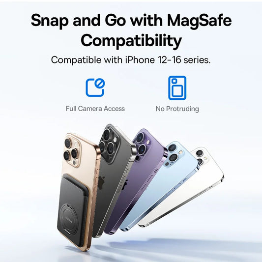 Baseus Magnetic Wallet Stand Case for iPhone 12-16 Pro Max - Slim PU Leather with 3 Card Slots