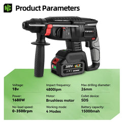 1680W 26mm Brushless Cordless Rotary Hammer – Multi-Function Impact Drill for Makita Battery Pin