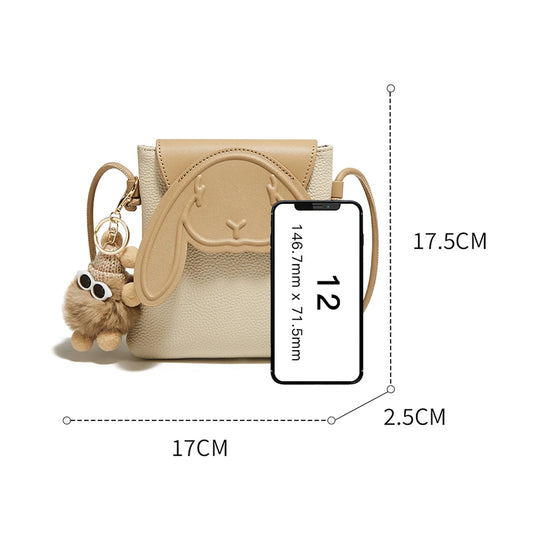 FOXER Women Leather Cute Rabbit Design Crossbody Bag