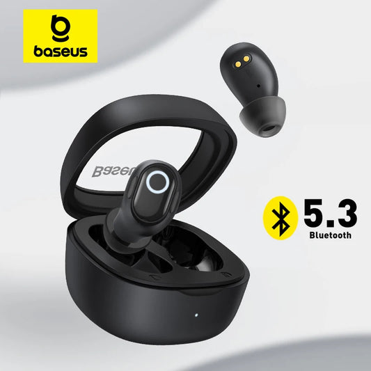 Baseus WM02 Wireless Earphones - TWS Bluetooth 5.3, Compact Design, 25-Hour Battery Life, Comfort Fit