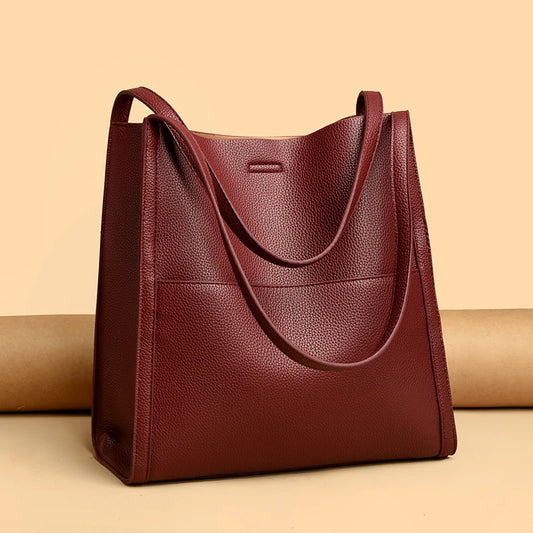100% Cow Leather Handbag - Genuine Leather Shoulder Bag