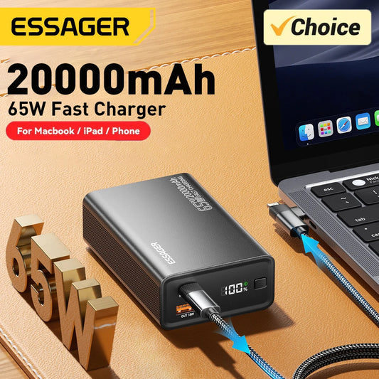 Essager 65W Power Bank – 20000mAh Fast-Charge