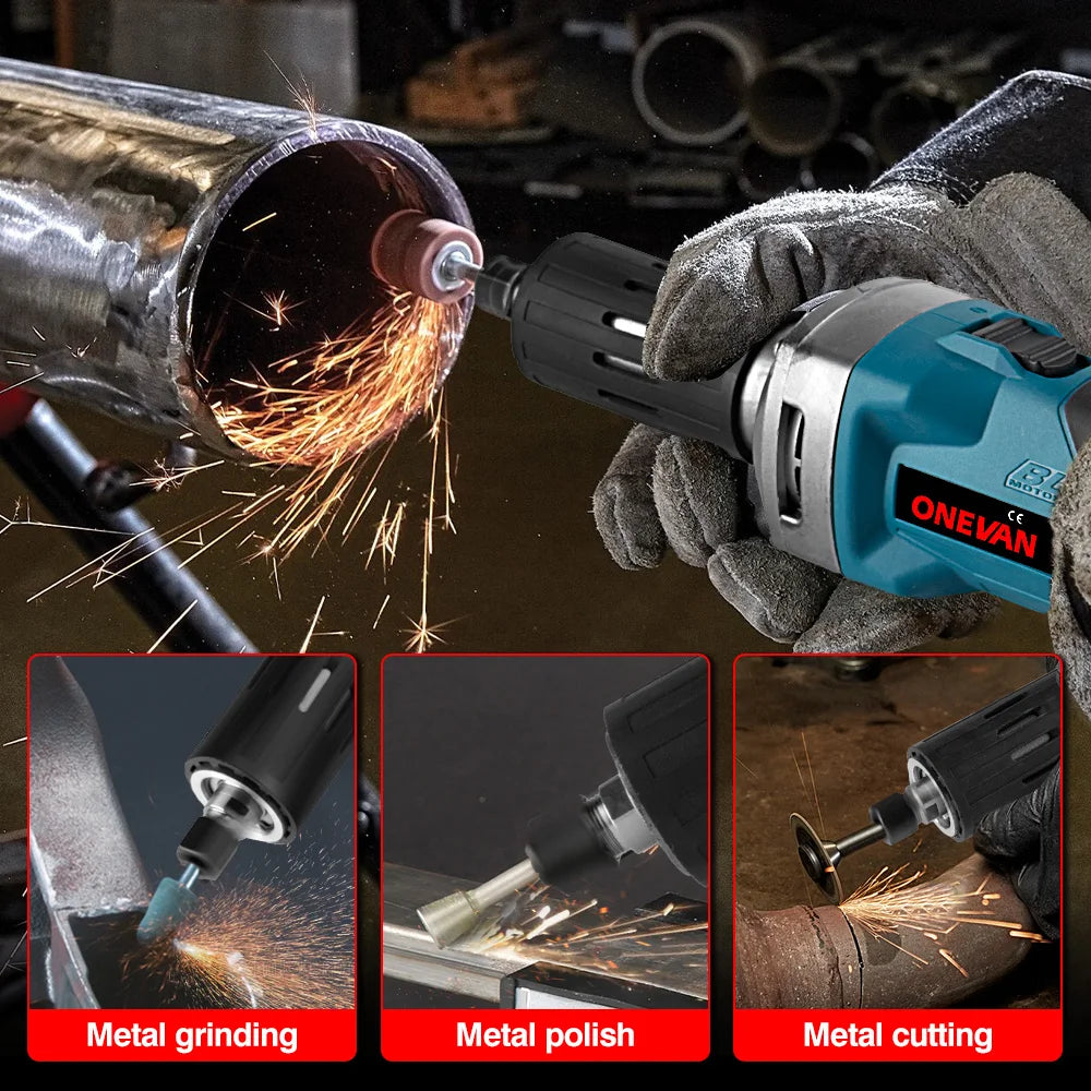 ONEVAN 2000W Brushless Cordless Die Grinder – 4-Speed Variable Handheld Rotary Tool for Makita Batteries