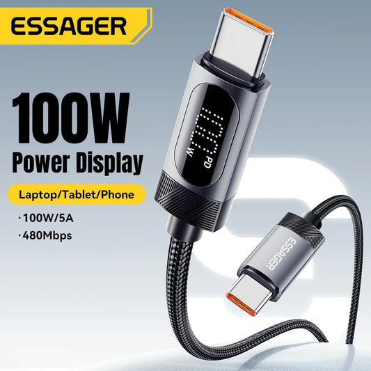Essager USB-C Cable - 100W PD Fast Charging for iPhone 16/15, Xiaomi, Huawei, MacBook & iPad
