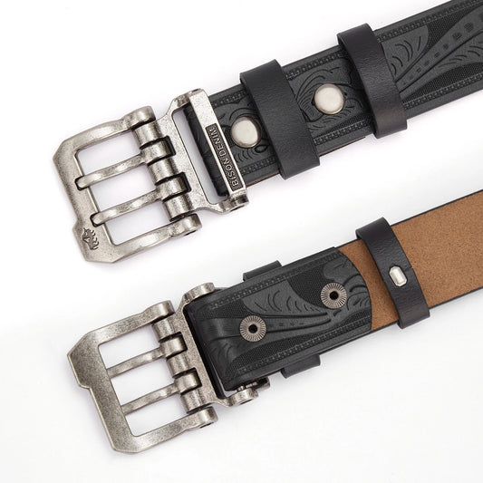 Bison Denim Men's Genuine Leather Pin Buckle Belt