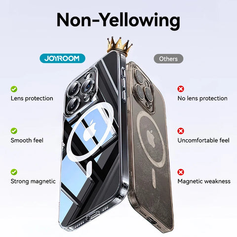 Joyroom Magnetic Case for iPhone 16 Pro Max - Slim, Anti-Yellow, Transparent with Wireless Charger Compatibility
