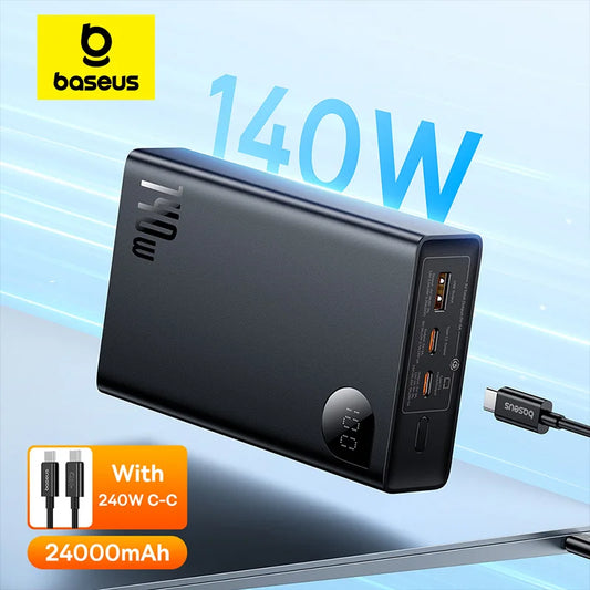 Baseus Max 140W Power Bank – 24000mAh Fast-Charge with 3 Outputs