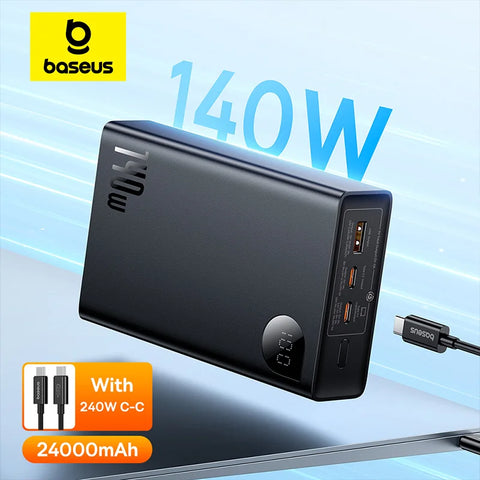 Baseus Max 140W Power Bank – 24000mAh Fast-Charge with 3 Outputs