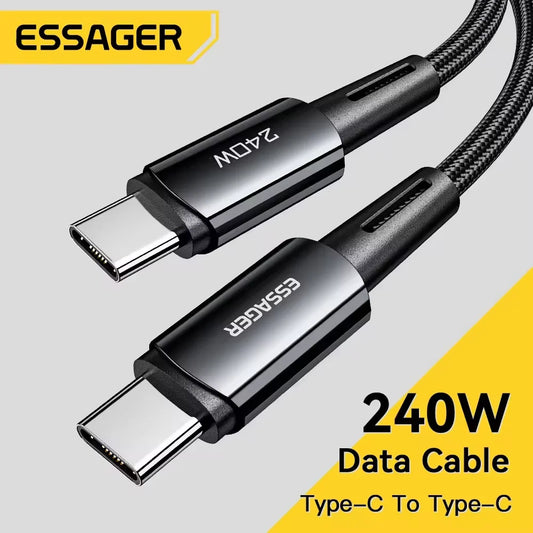 Essager Type-C 67W Fast Charging Cable - 240W Super Charge, 6A, Compatible with Xiaomi 12 Pro, Redmi K50, Note 11 Pro, Black Shark 5 Pro
