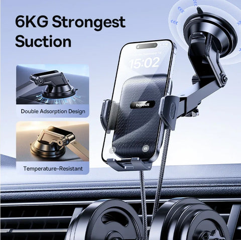 Baseus Dashboard Windshield Phone Holder with Strong Sucker for iPhone, Xiaomi, Huawei, Samsung