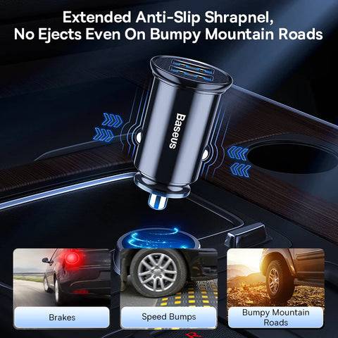 Baseus 30W Fast Car Charger - Quick Charge 4.0/3.0, USB PD for iPhone 16/15/14 Pro Max & Xiaomi