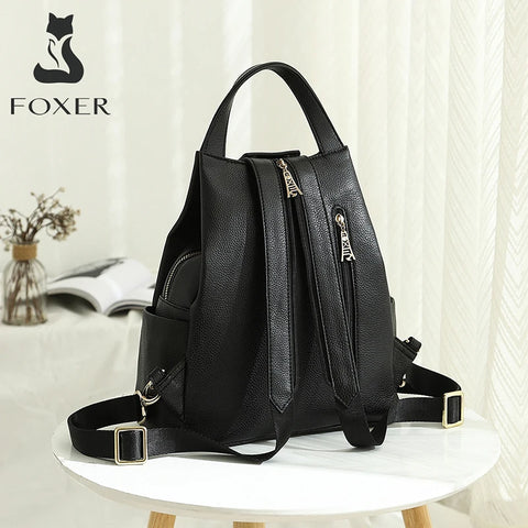 FOXER Women's Genuine Leather & Microfiber Backpack