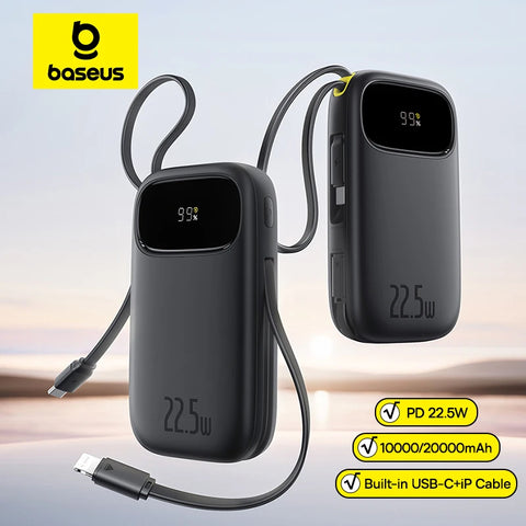 Baseus Power+ 22.5W Power Bank – 10000mAh/20000mAh with Retractable Cables