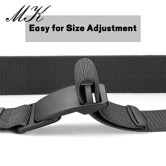 MaiKun Large-Size Nylon Web Belt – No-Hole Design with Plastic Buckle for Work & Military Use