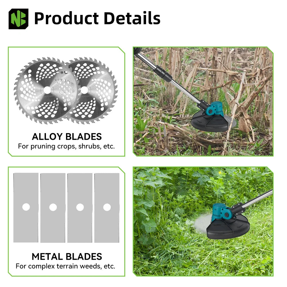 NEWBENY 4000W 9-Inch Cordless Lawn Mower – Garden & Hedge Trimming Tool for Makita Battery Pin