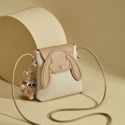 FOXER Women Leather Cute Rabbit Design Crossbody Bag