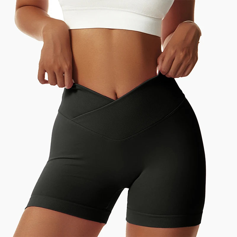Summer Seamless High-Waist Yoga Shorts – Breathable Butt-Lift Cycling & Gym Shorts for Women