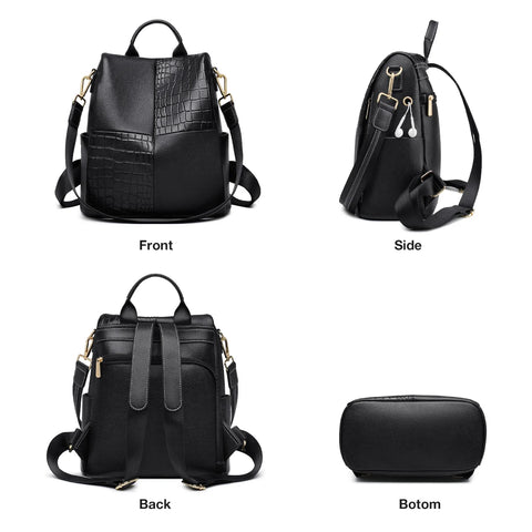 FOXER Women's Large Capacity Backpack - Elegant Travel Rucksack in Soft Split Leather