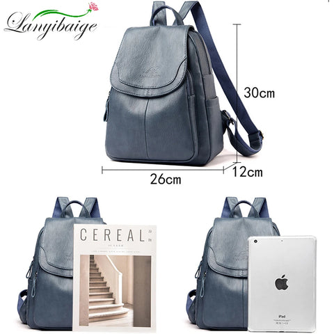 Stylish Large Capacity Leather Backpack Purse for Women