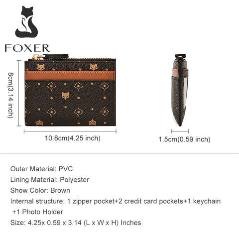 FOXER 2025 Dames Korte Leren Portemonnee - Stijlvolle Clutch met Ritssluiting