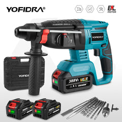 YOFIDRA 26mm Brushless Cordless Rotary Hammer – Multifunction Impact Drill for Makita Battery Pin