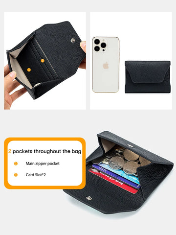 Zency Women's Genuine Leather Wallet Case: Elegant Mini Organizer for Cards and Coins