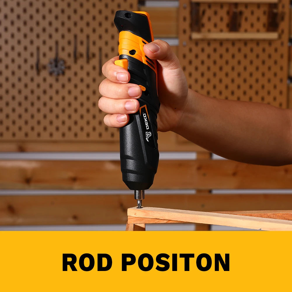 DEKO DKCS 3.6 F1 Mini Electric Screwdriver – Rechargeable Rotating-Handle Cordless Driver for Woodworking