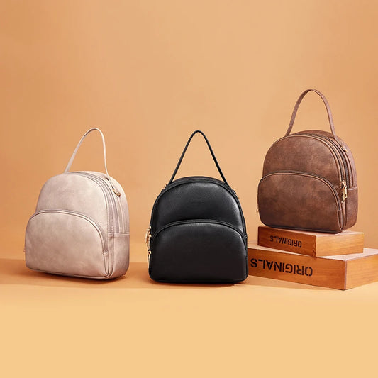 Cnoles Fashion Designer Backpack for Women - Small Leather Rucksack for School & Travel
