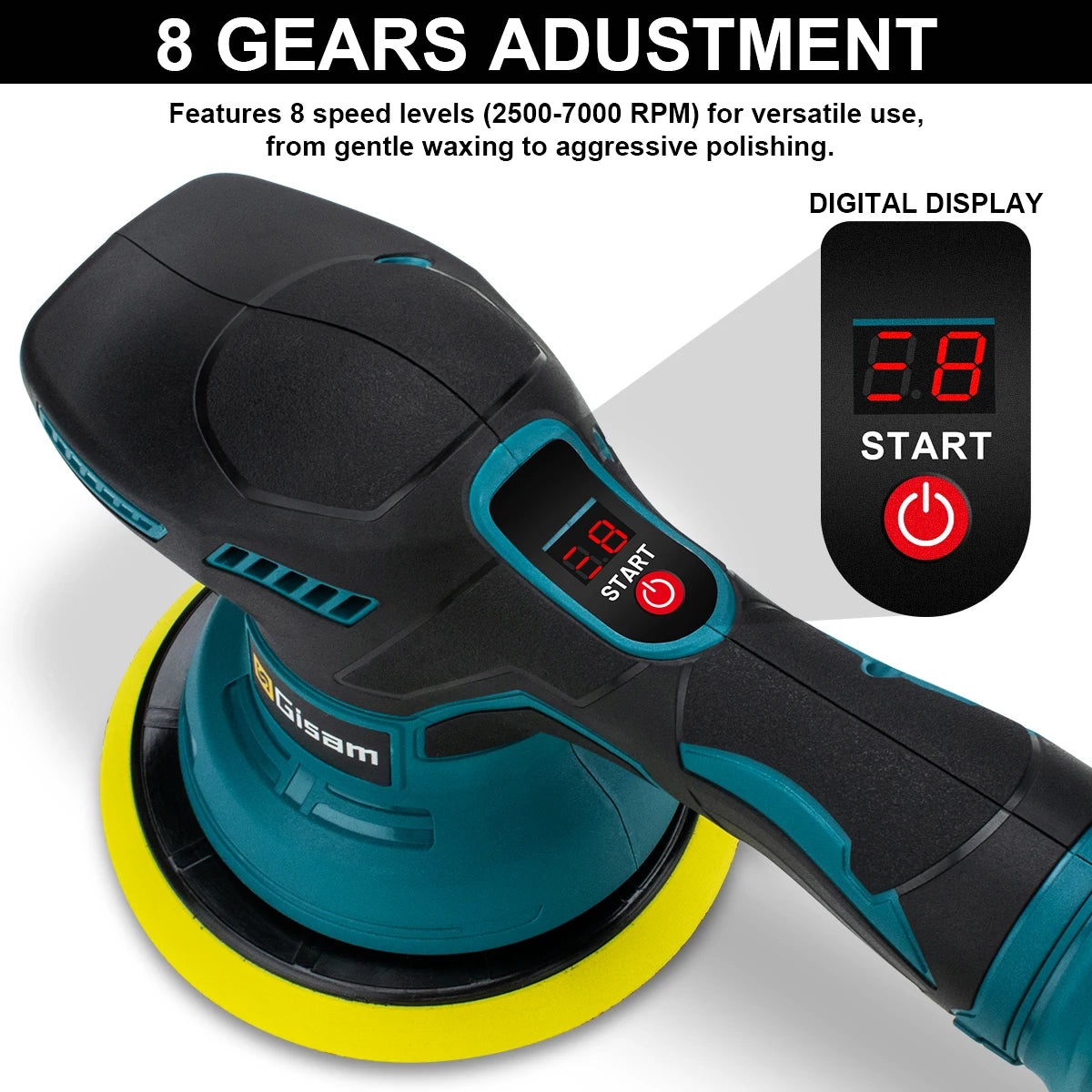 G Perfil 8-Speed Cordless Car Polisher – Adjustable Electric Waxing, Grinding & Sealing Tool for Makita 18V Battery Pin