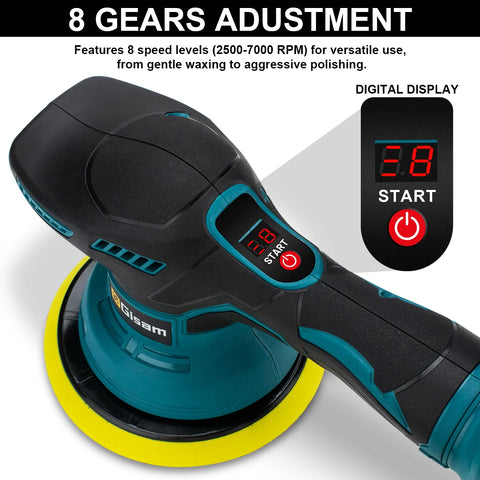 G Perfil 8-snelheden snoerloze autopolijstmachine – Verstelbare elektrische wax-, slijp- en afdichtingstool voor Makita 18V-accu met pin