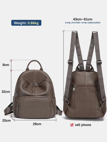 Zency Women Backpack - 100% Genuine Leather Travel & Schoolbag