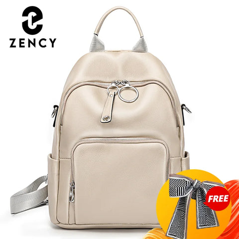 Zency Anti-Theft First Layer Leather Backpack for Women