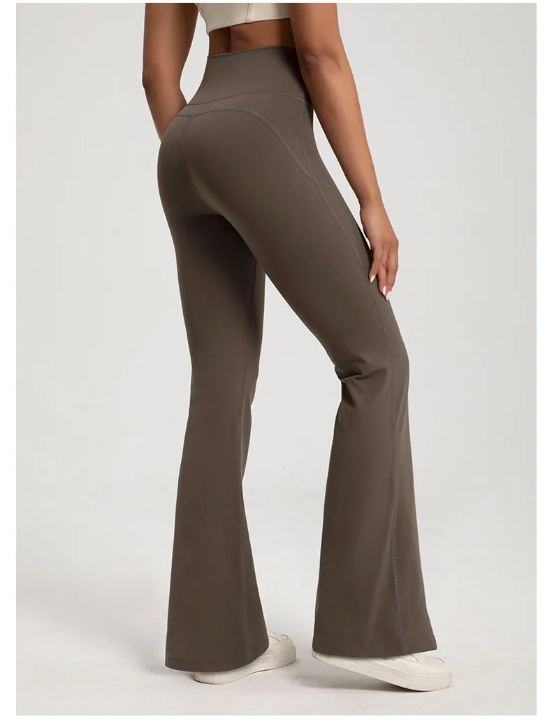 Naked High-Waist Bell-Bottom Pants – Waist-Cinching Hip-Lift Yoga & Fitness Wear for Women