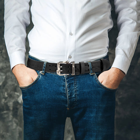 Bison Denim Men's Genuine Leather Pin Buckle Belt