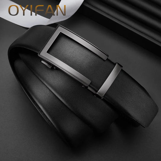 OYIFAN Adjustable Genuine Leather Belt – Formal & Jeans Style with Auto Buckle