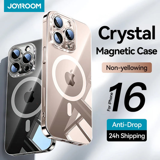 Joyroom Magnetic Case for iPhone 16 Pro Max - Slim, Anti-Yellow, Transparent with Wireless Charger Compatibility