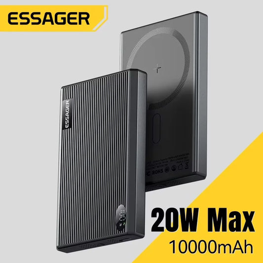 Essager Ultra Magnetic 20W Power Bank – 10000mAh Thin Wireless Fast-Charge