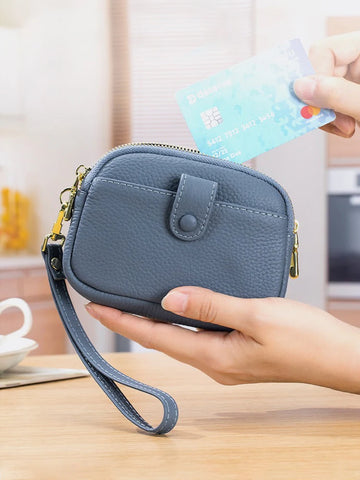 Zency Classic Women's Blue Soft Wallet - Large Capacity Zipper Coin Purse
